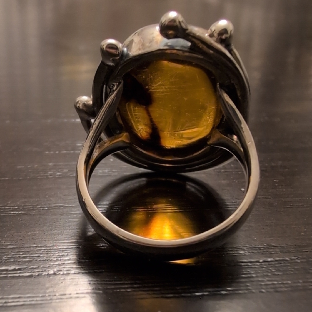 Sterling Silver Amber Ring - Picture 7 of 11